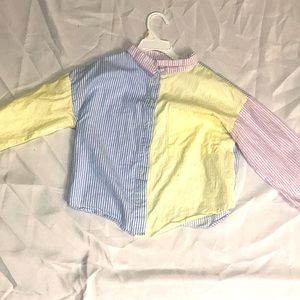 GBgirls colorful button down shirt used,with a pocket long sleeves and a Caller